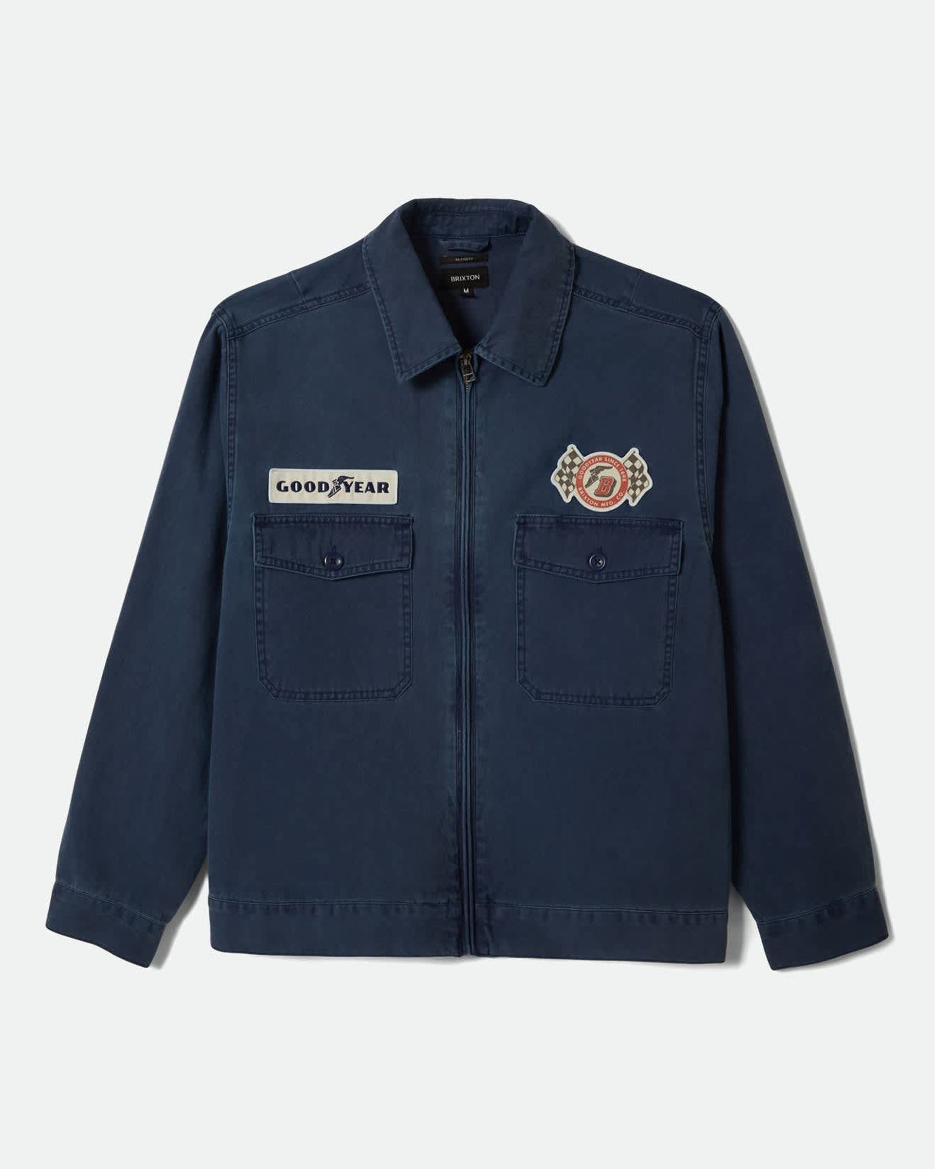 Goodyear Trademark Lightweight Coaches Jacket - Washed Navy 