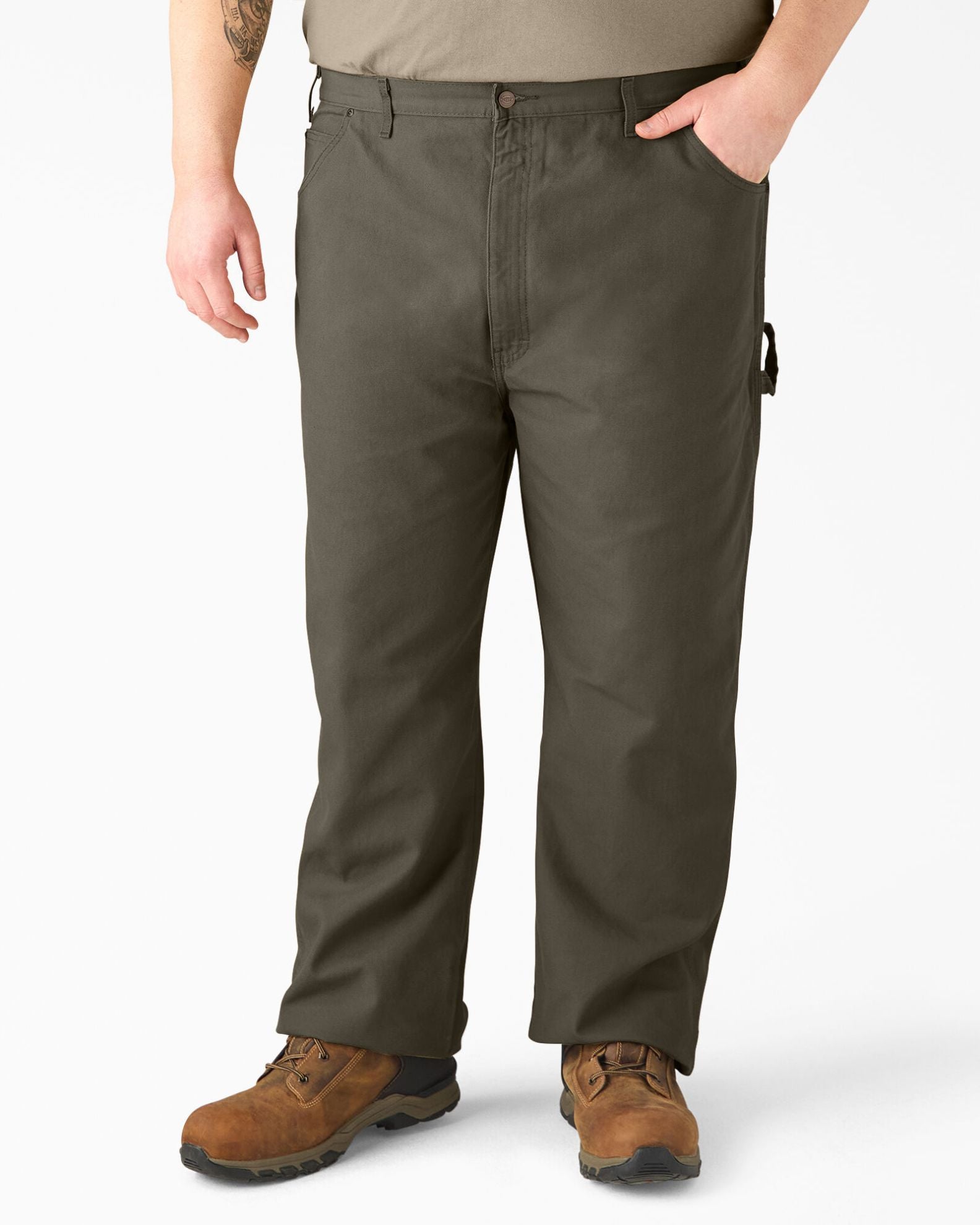 Relaxed Fit Heavyweight Duck Carpenter Pants - Rinsed Moss Green