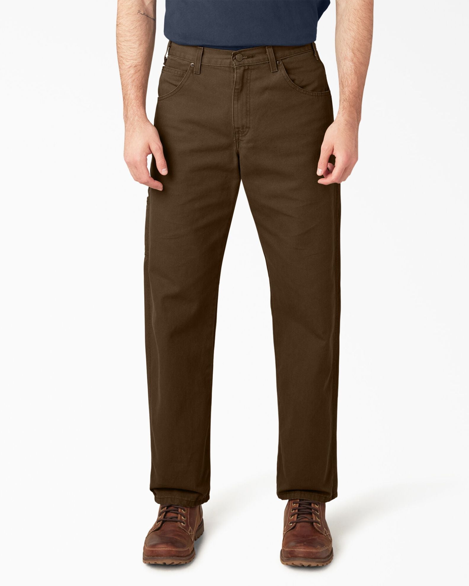 Dickies Relaxed Fit Heavyweight Duck Carpenter Pants - Rinsed Timber Brown