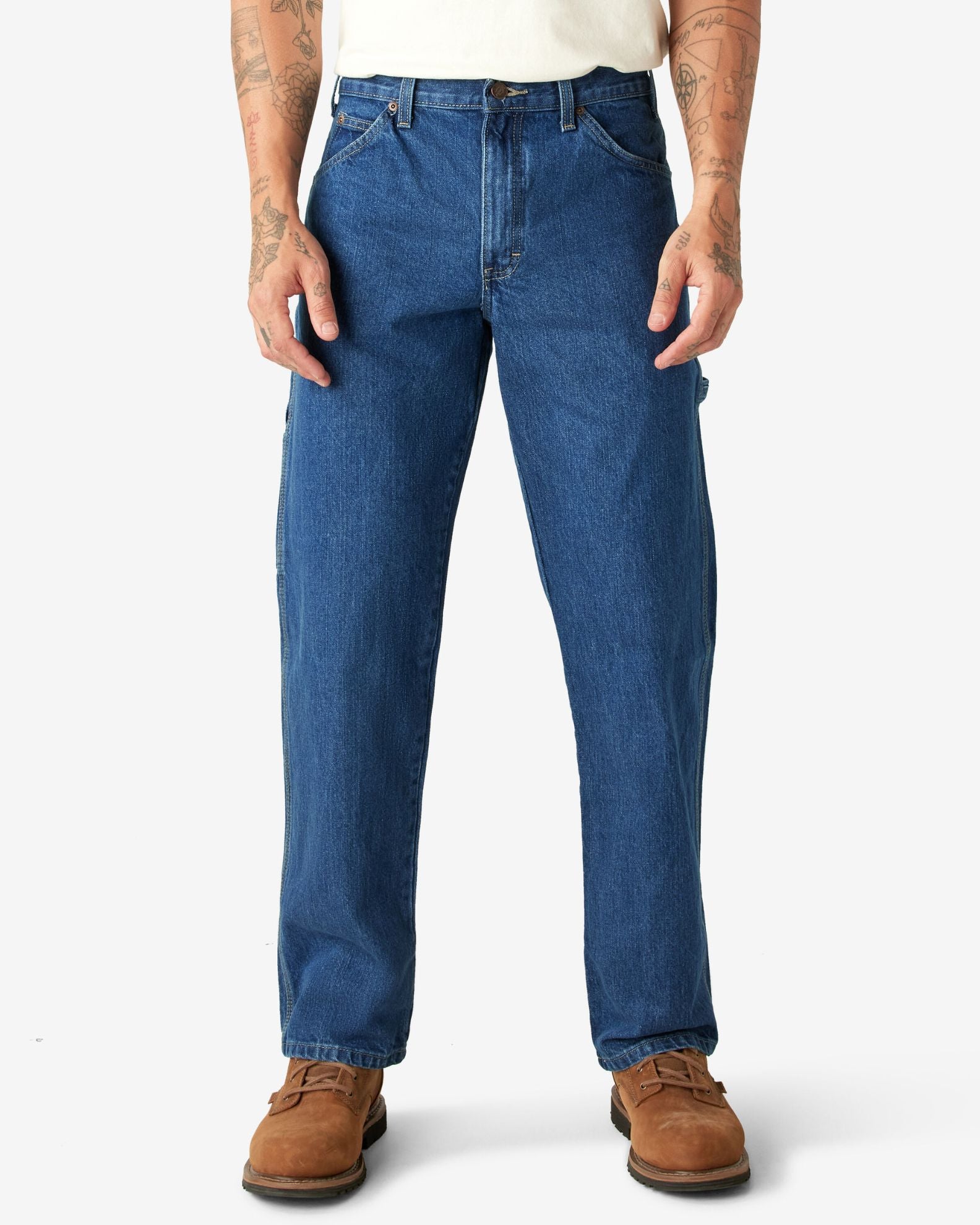 Dickies Relaxed Fit Heavyweight Carpenter Jeans - Stonewashed Indigo Blue