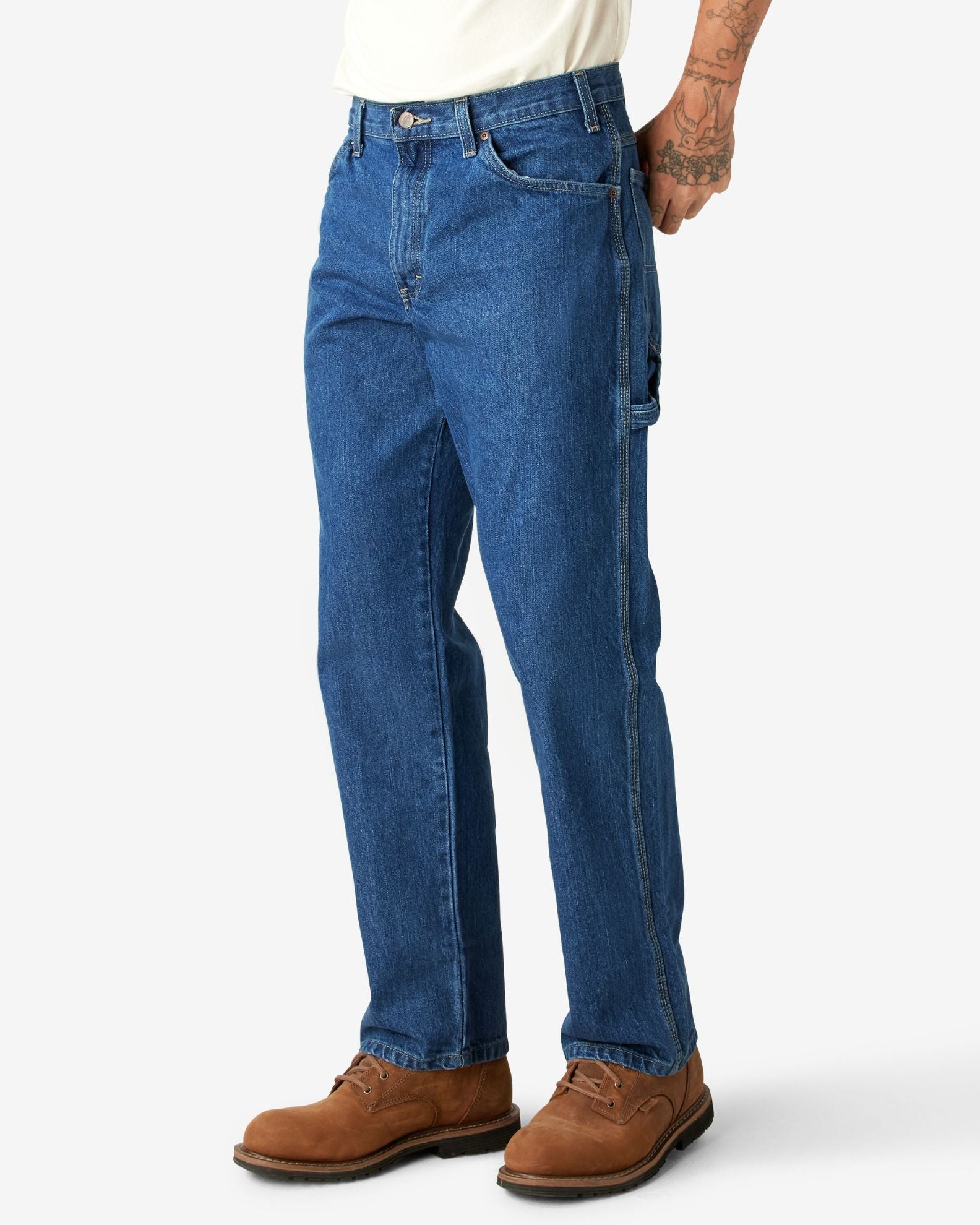 Dickies Relaxed Fit Heavyweight Carpenter Jeans - Stonewashed Indigo Blue