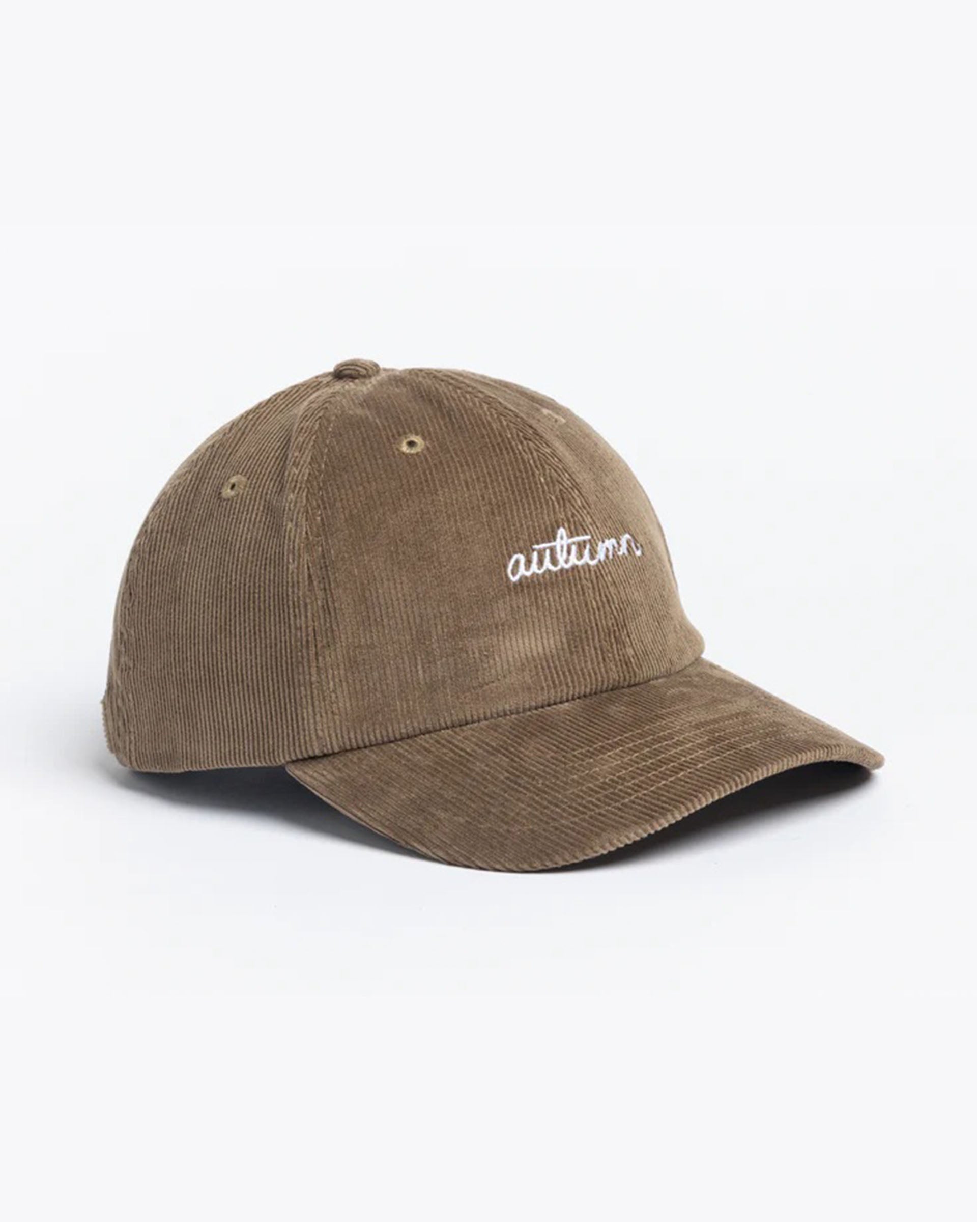 Autumn Cord 6 Panel Strapback Hat - Khaki