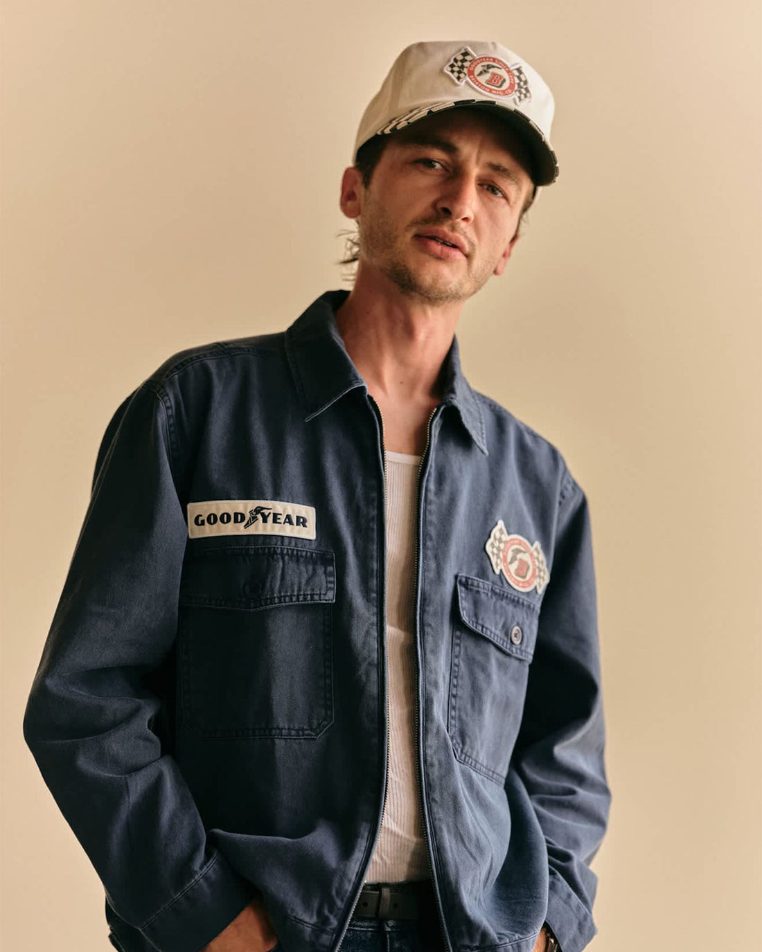 Brixton Goodyear Speedway Snapback Hat - Off White