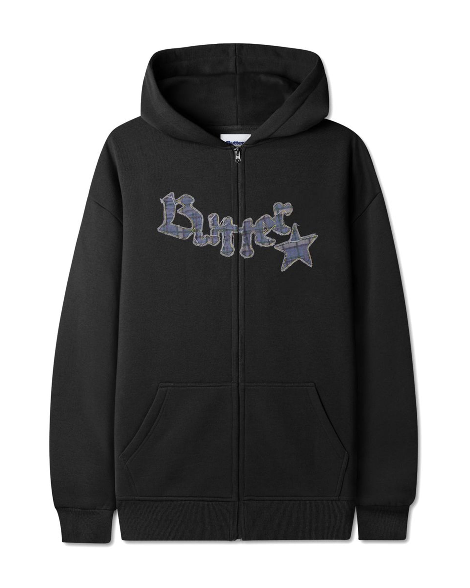 Butter Goods Edge Applique Zip-Thru Hoodie - Black