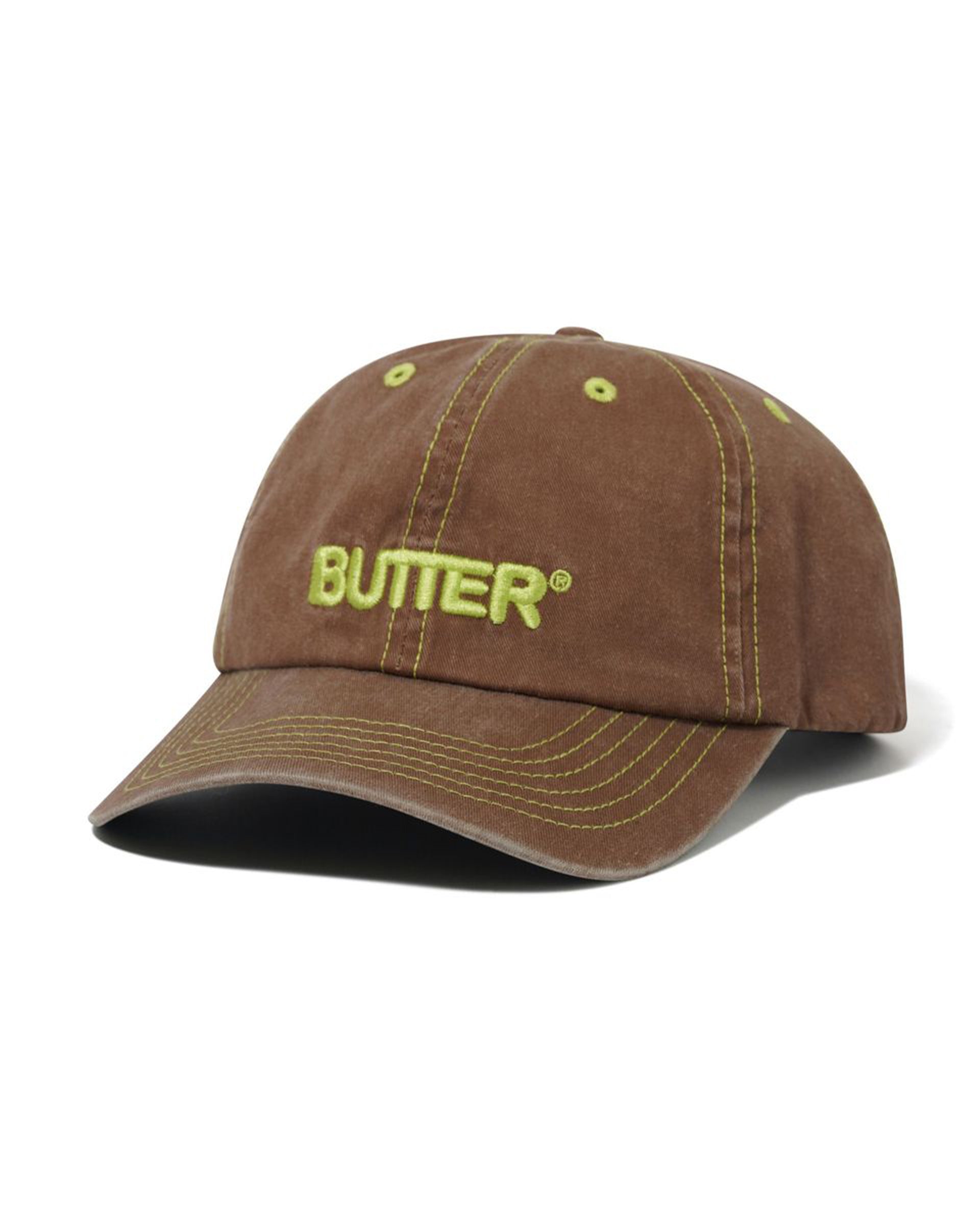 Butter Goods Rounded Logo 6 Panel Cap - Washed Pecan