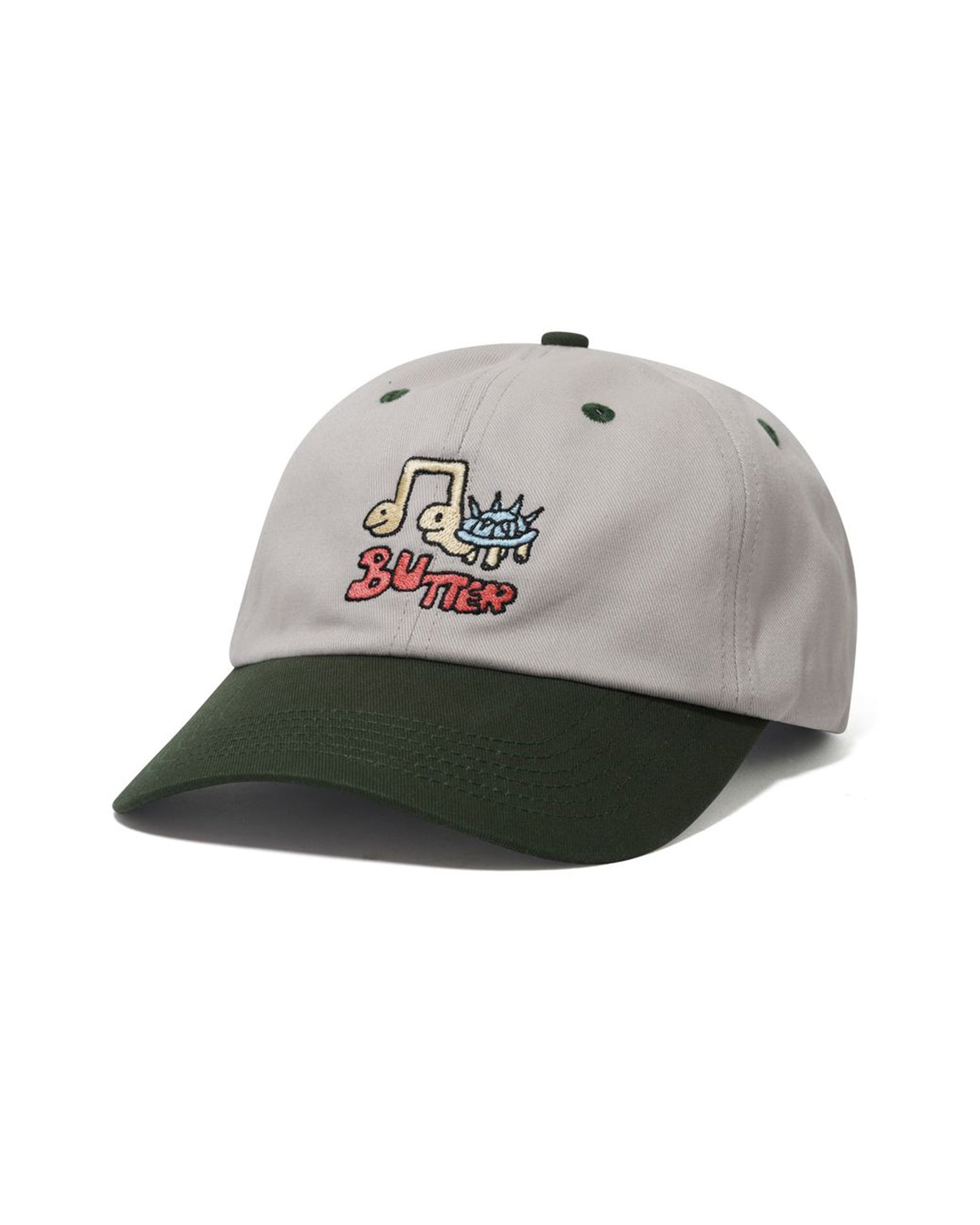Butter Goods Turtle 6 Panel Hat - Light Grey/Seaweed
