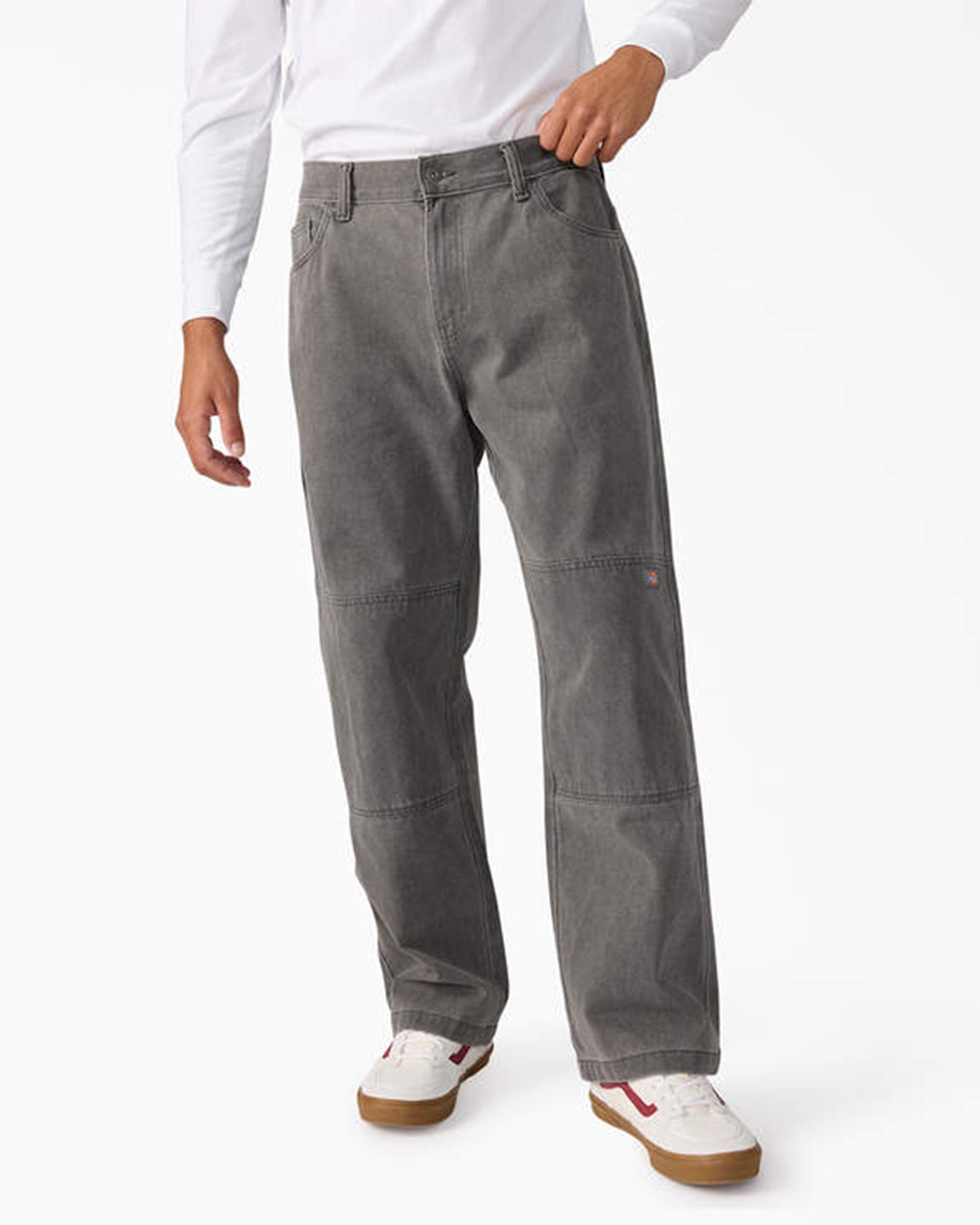 Relaxed Fit Double Knee Jeans - Tinted Gray Wash