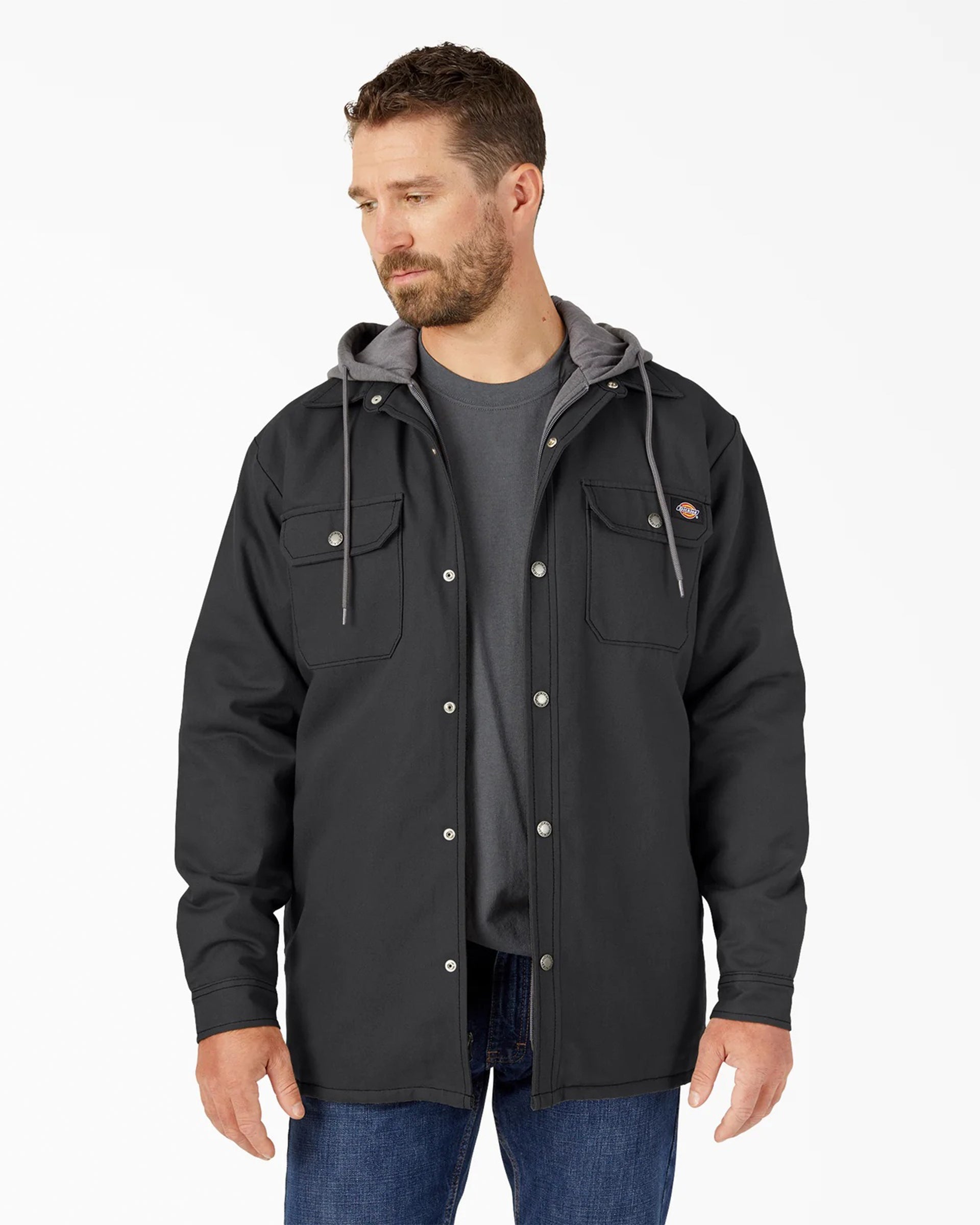 Dickies Water Repellent Duck Hooded Shirt Jacket - Black