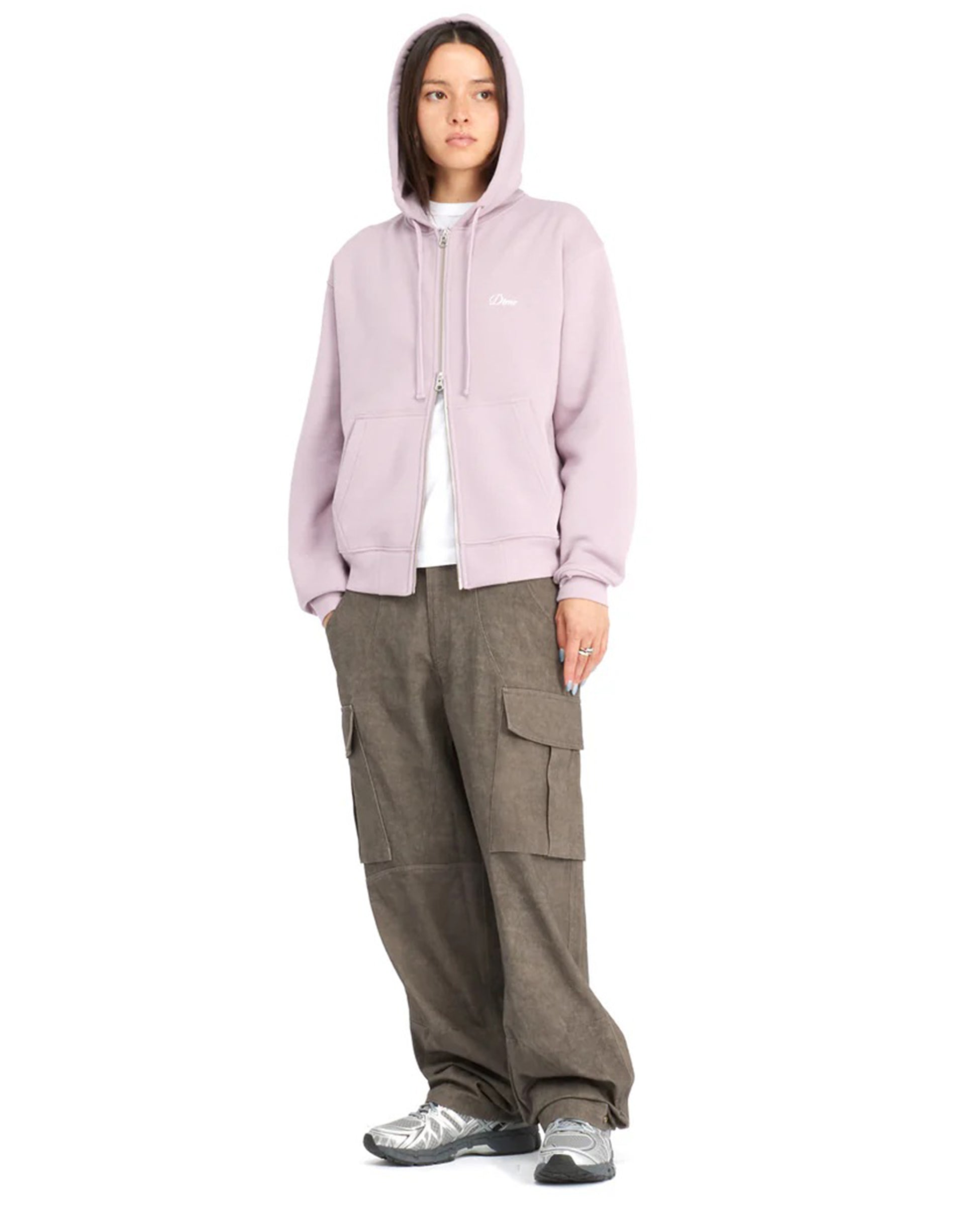 Dime MTL Cursive Small Logo Zip Hoodie - Mauve