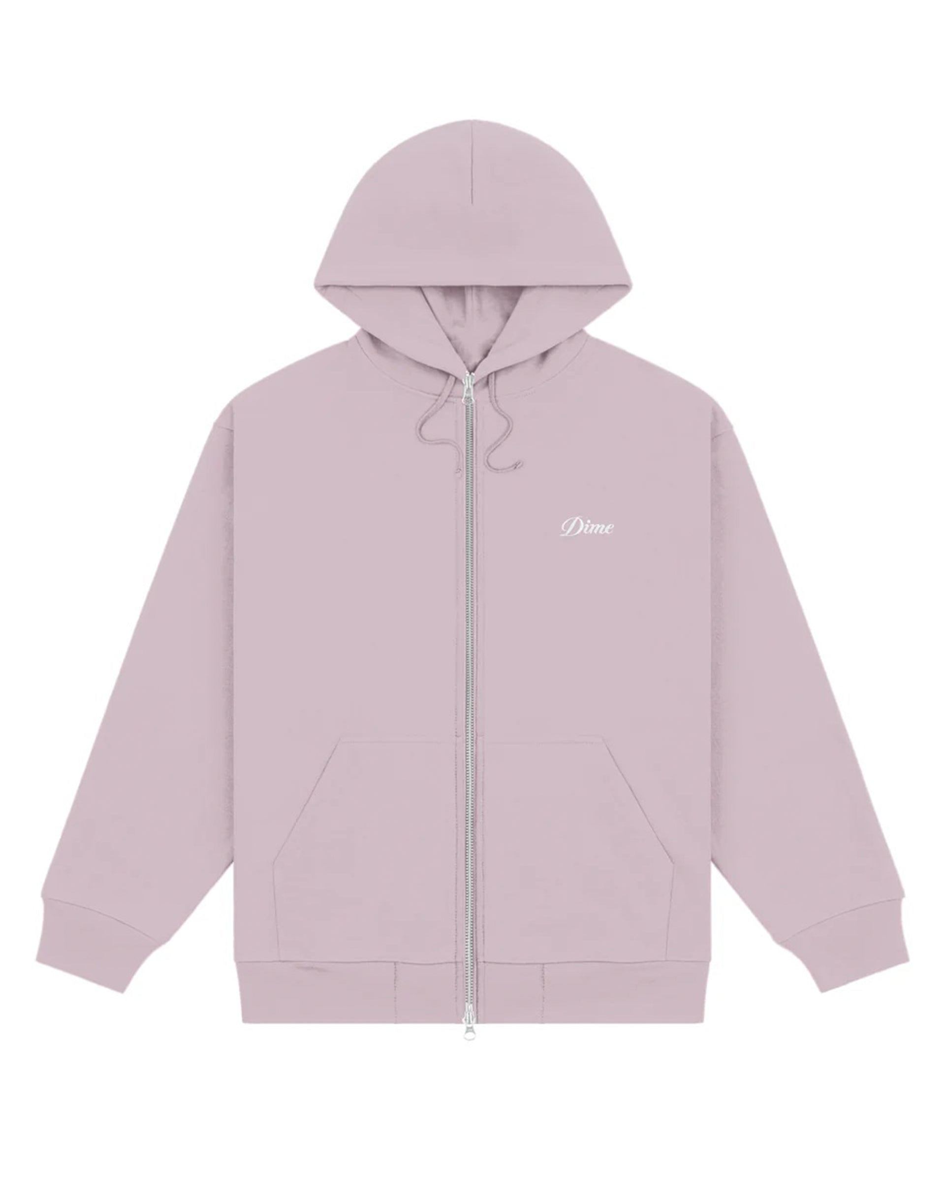 Dime MTL Cursive Small Logo Zip Hoodie - Mauve