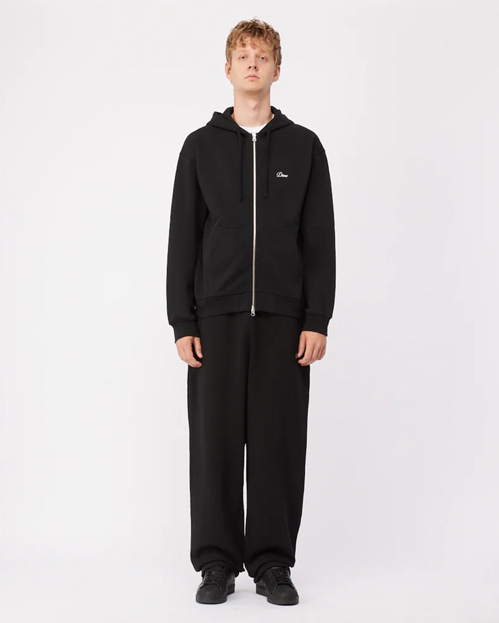 Dime MTL Cursive Zip Hoodie - Black