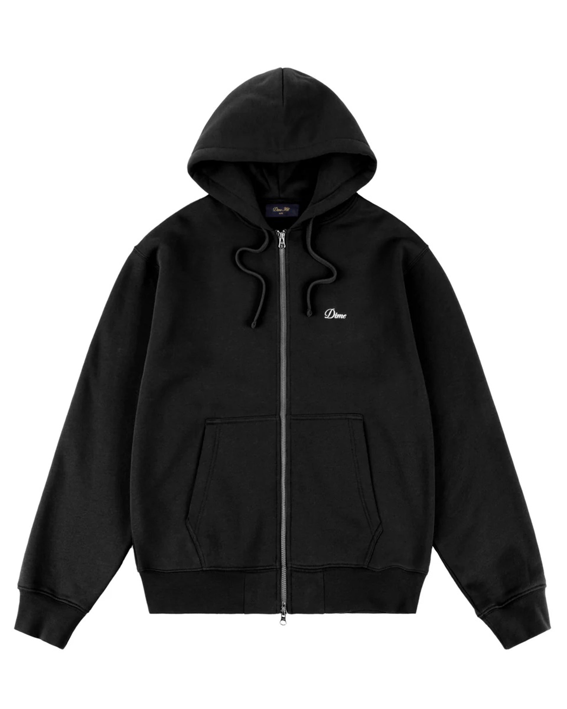 Dime MTL Cursive Zip Hoodie - Black