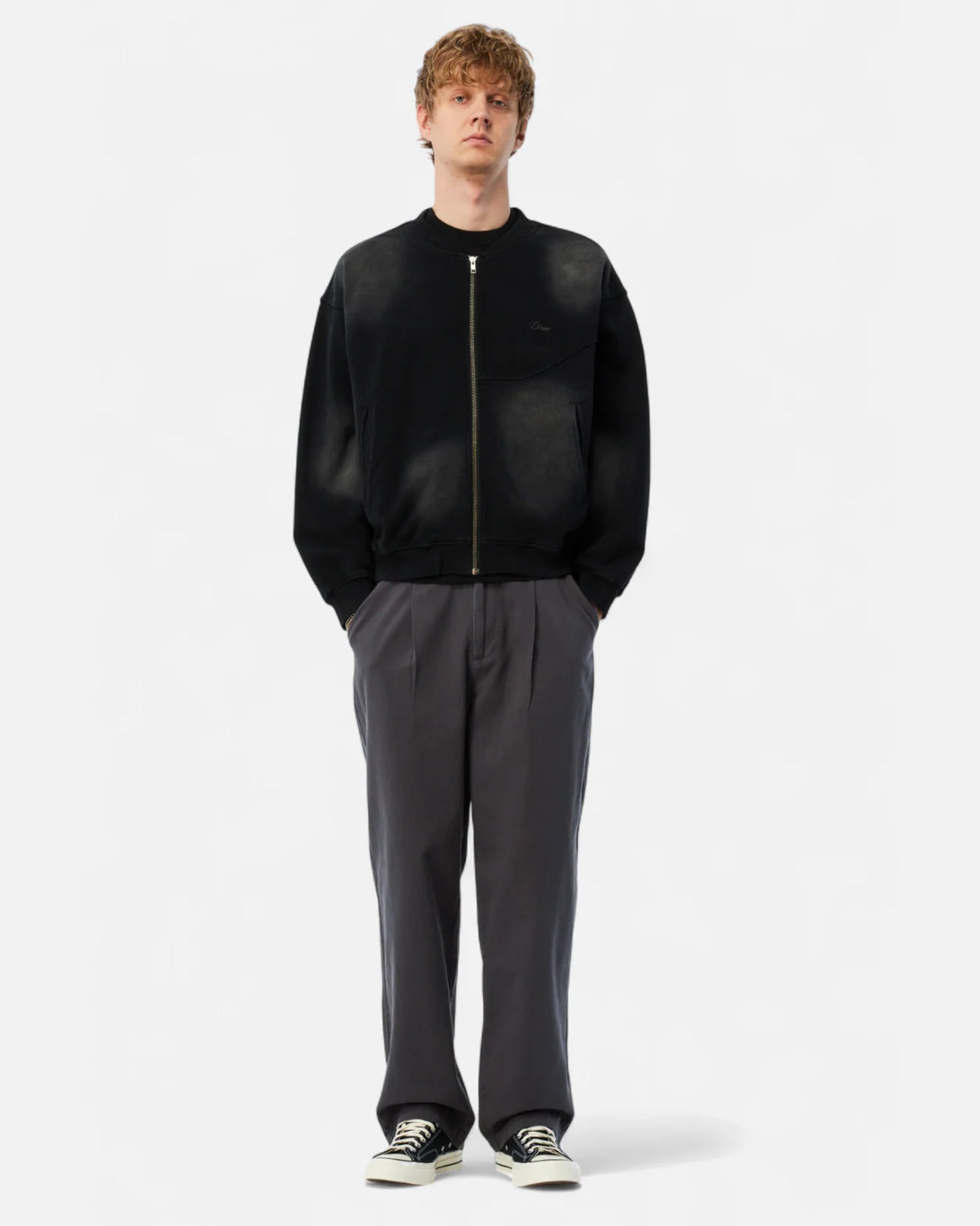Dime MTL Faded Fleece Bomber  Black