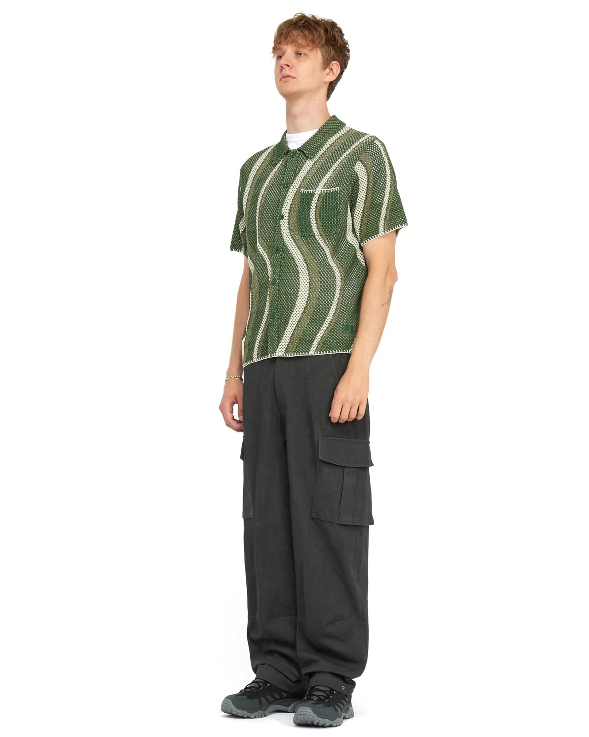 Dime MTL Soleil Button Up Knit Shirt - Green