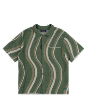 Dime MTL Soleil Button Up Knit Shirt - Green
