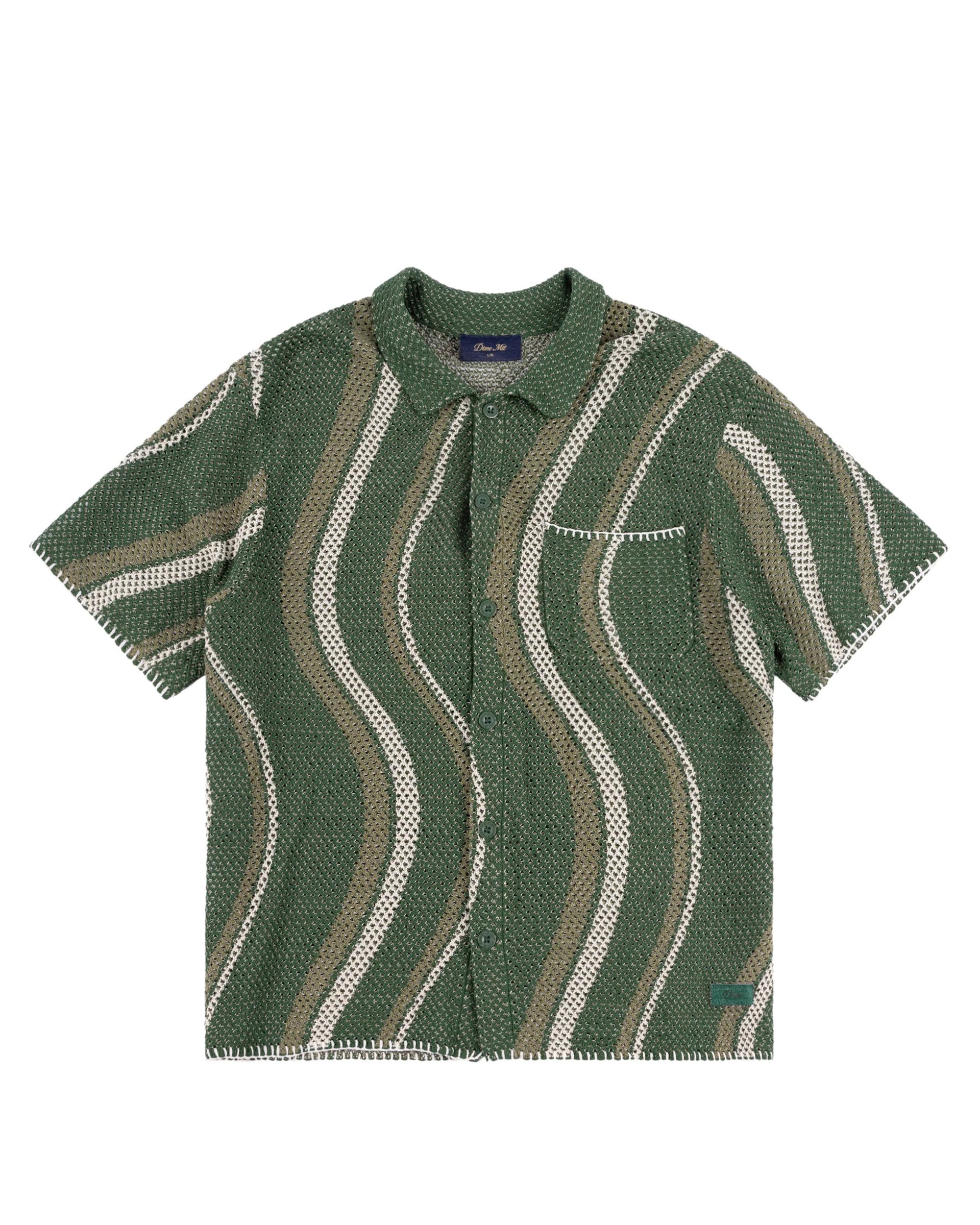 Dime MTL Soleil Button Up Knit Shirt - Green