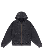 Dime MTL Premium Waffle Zip Hoodie - Faded Black