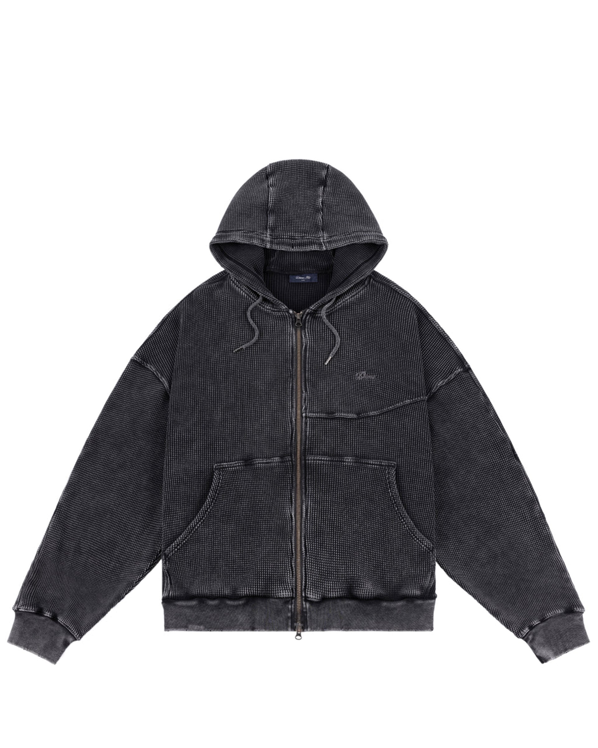 Dime MTL Premium Waffle Zip Hoodie - Faded Black