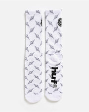 Huf Worldwide Diamond Plate Crew Socks - White