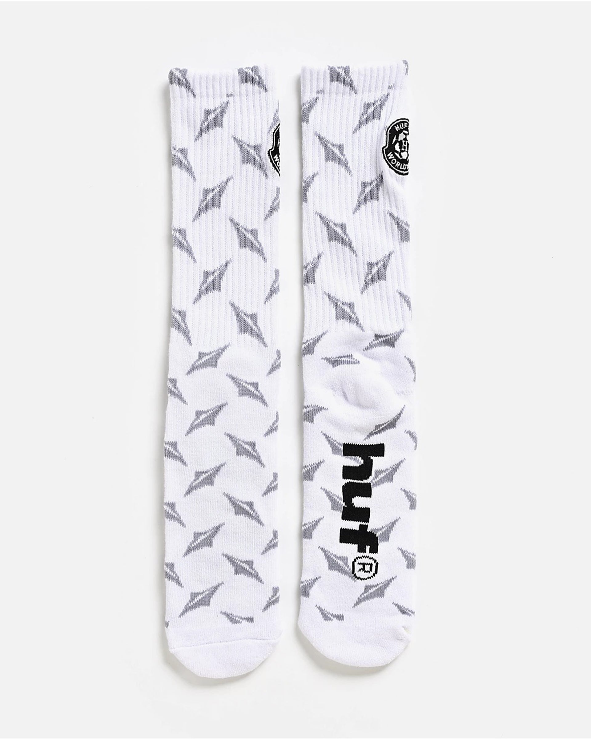 Huf Worldwide Diamond Plate Crew Socks - White
