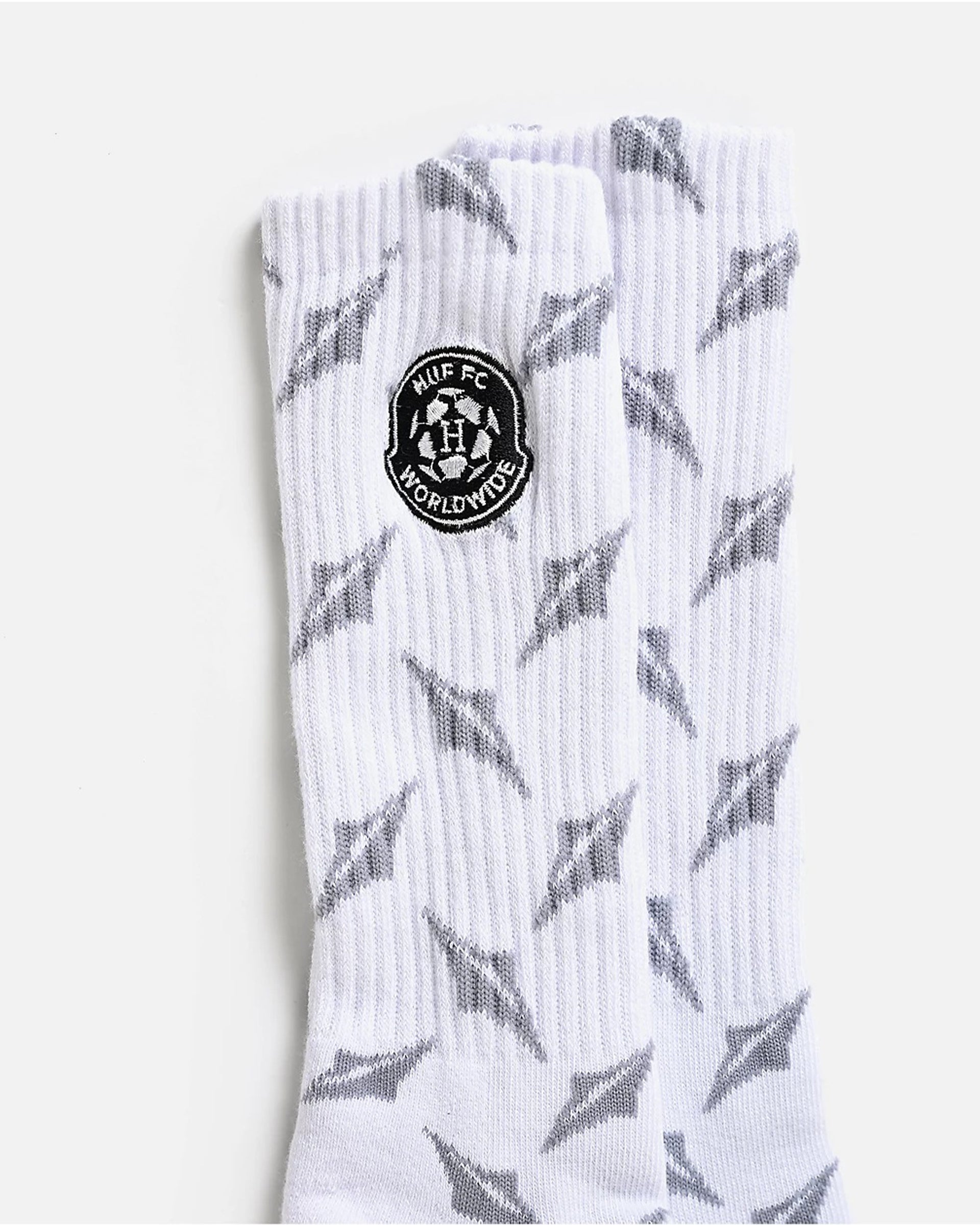 Huf Worldwide Diamond Plate Crew Socks - White