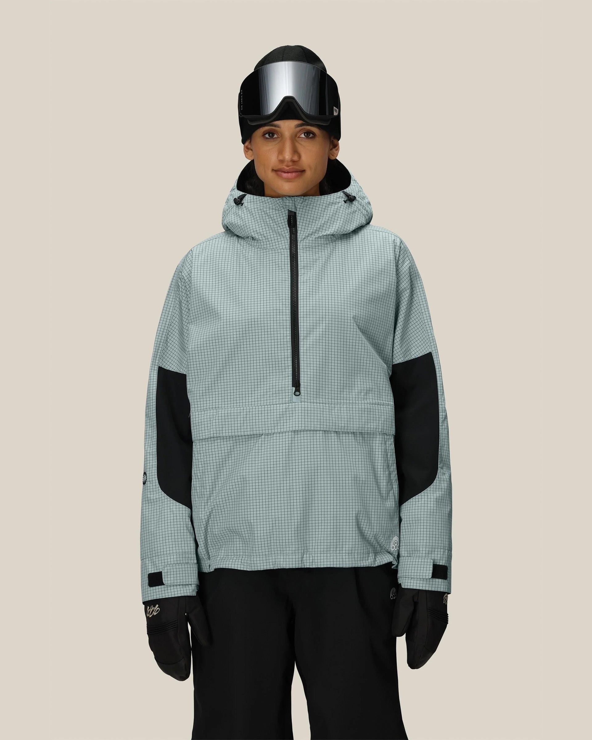 Women's Outline Shell Anorak - Dusty Marine Grid – Garage Skateshop