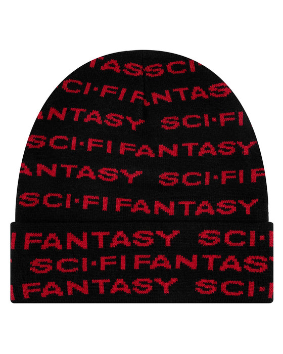 Sci-Fi Fantasy Repeat Logo Beanie - Black