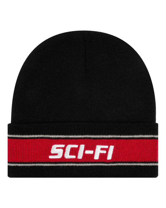 Sci-Fi Fantasy Stripe Fold Logo Beanie - Black