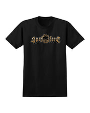 Spitfire Gold Chrome Bighead Short Sleeve T-Shirt - Black