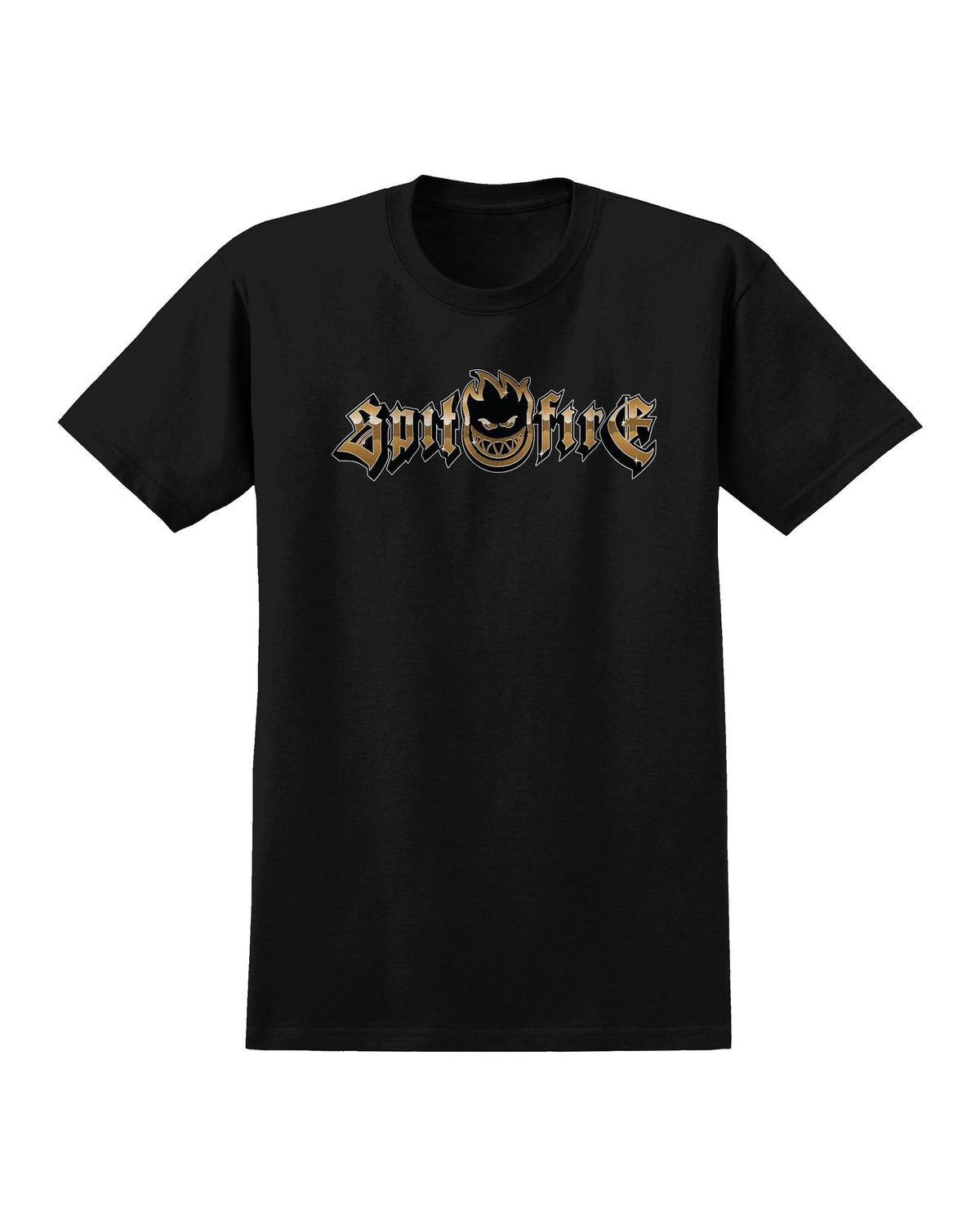 Spitfire Gold Chrome Bighead Short Sleeve T-Shirt - Black