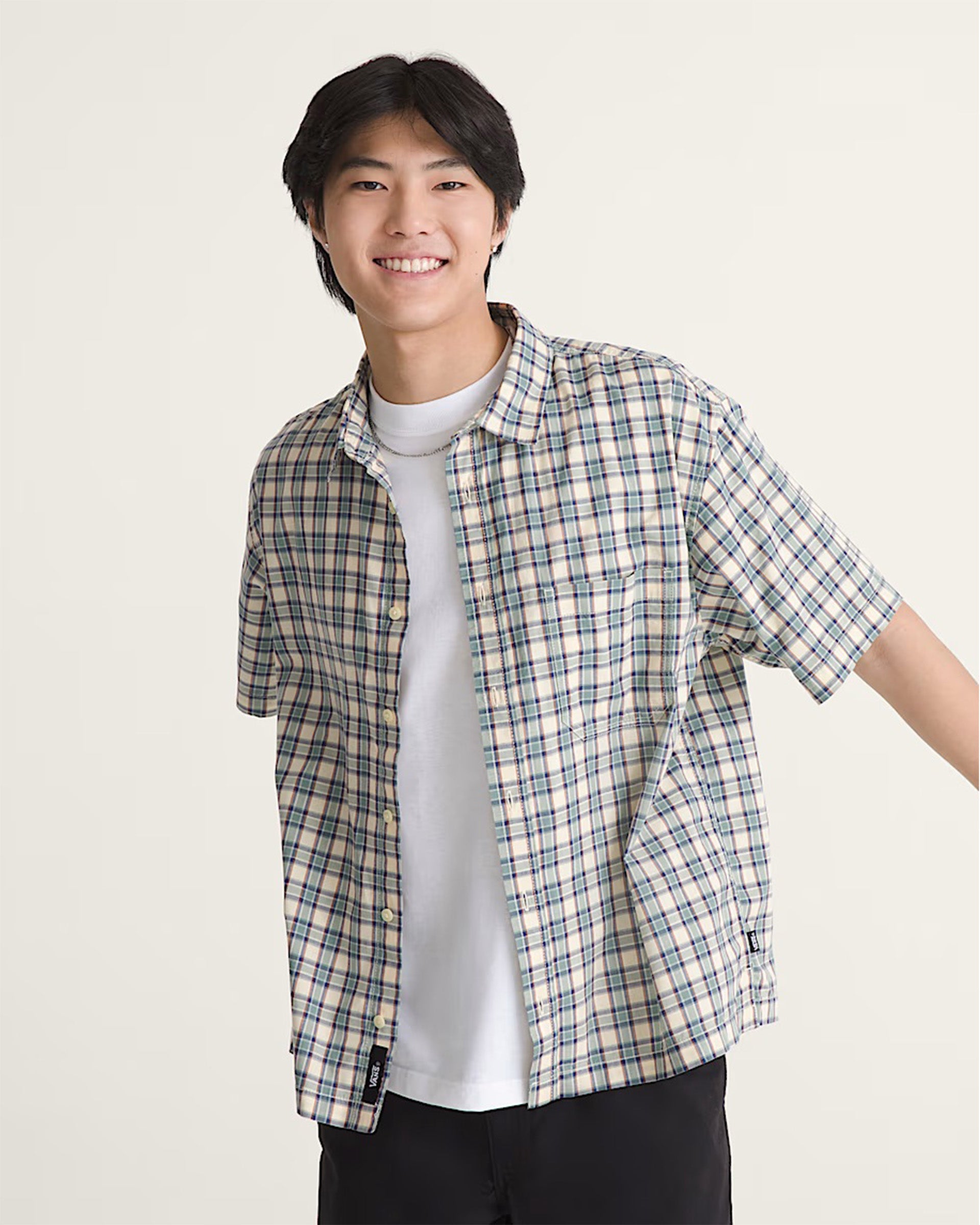 Vans Larkspur Timber Plaid Short Sleeve Shirt - Almond Crisp