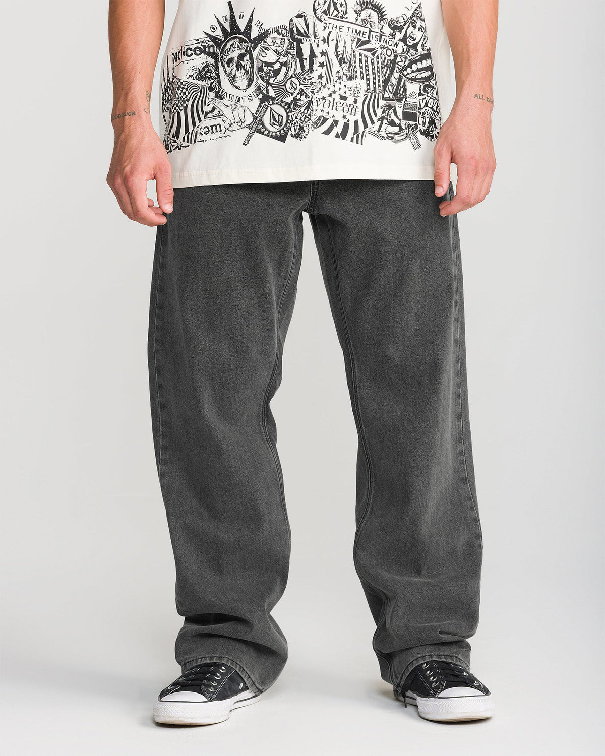 Volcom Pipe Dreams Denim Pants - Charcoal Black