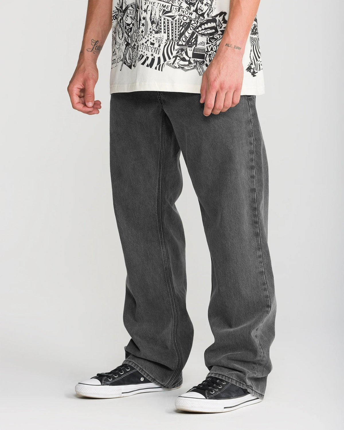 Volcom Pipe Dreams Denim Pants - Charcoal Black