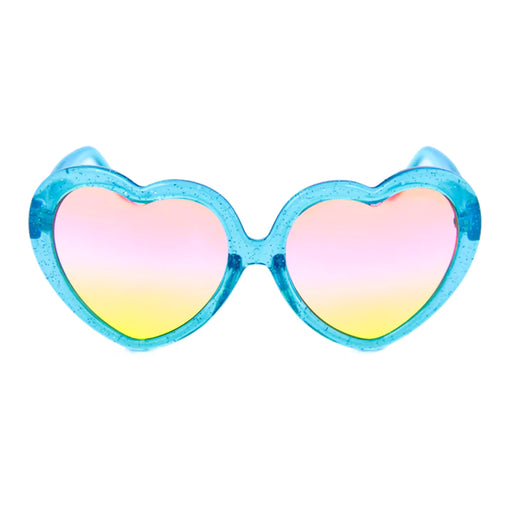 Happy Hour Shades Heart on Sunglasses - Blue Sparkle Mai Tai